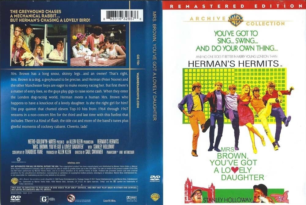 Mrs. Brown You’ve Got a Lovely Daughter 1968 DVD met, 1960 tot 1980, Alle leeftijden, Ophalen of Verzenden, Zo goed als nieuw