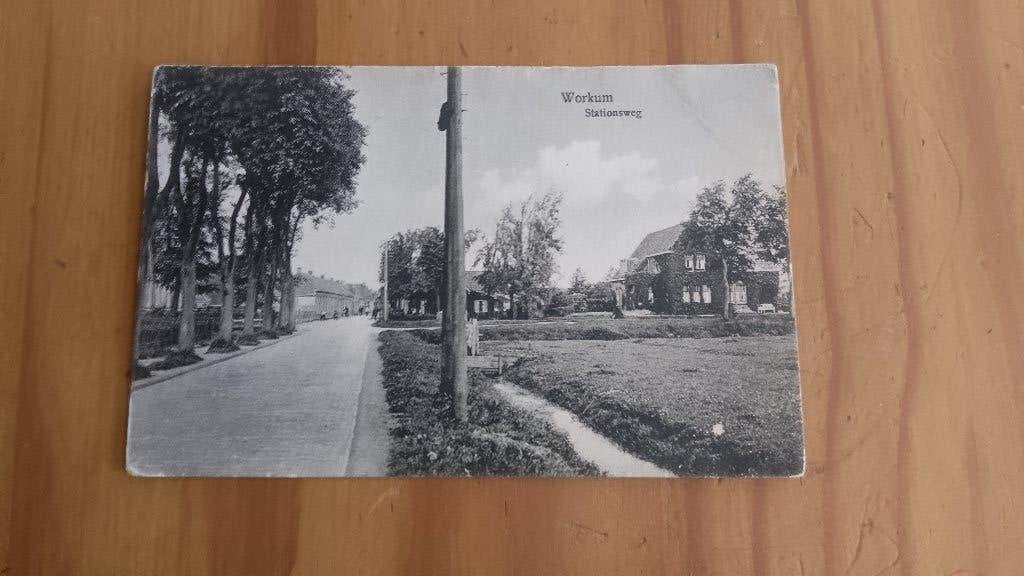 Ansichtkaart Workum, Stationsweg, Ophalen of Verzenden, 1920 tot 1940, Gelopen, Friesland