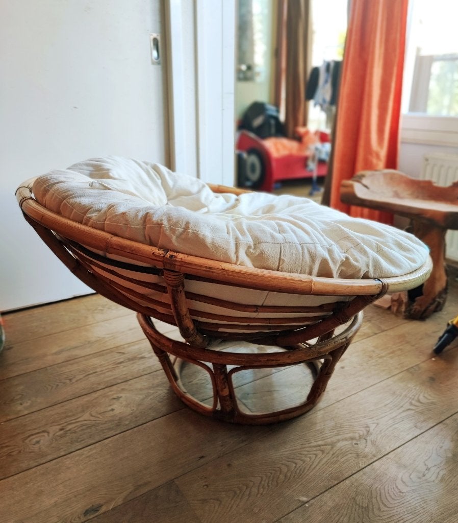 Papasan stoel met kussen, Ophalen, Gebruikt, Bruin, Lounge