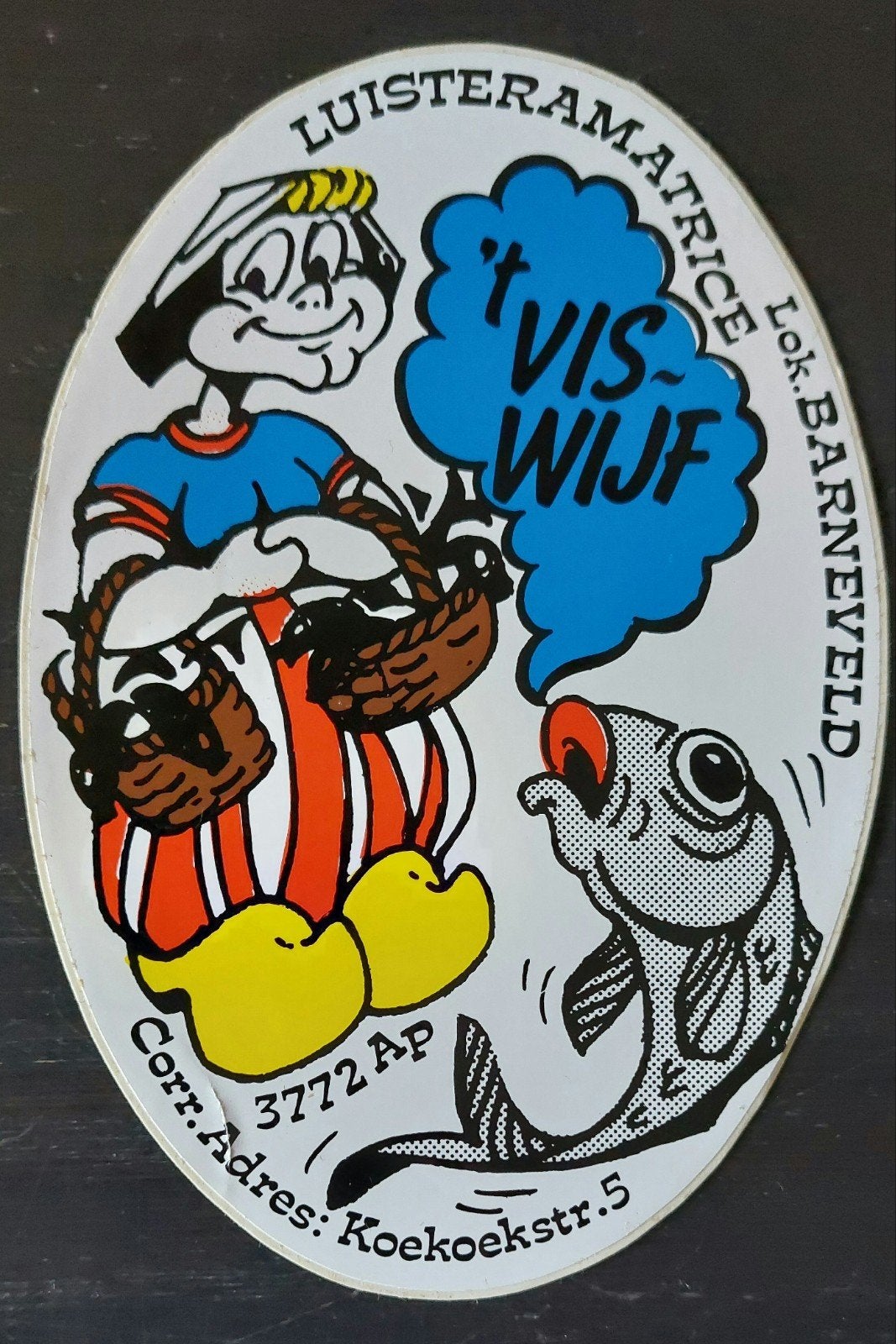 Sticker 't Viswijf Barneveld luisteramatrice zendpiraat, Ophalen of Verzenden, Gebruikt