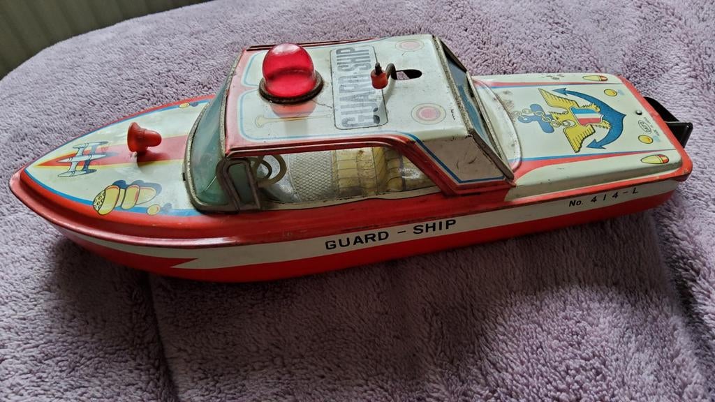 Oude retro blikken Tin Toy Ship Guard Ship Boot Daito Japan., Antiek en Kunst, Ophalen of Verzenden
