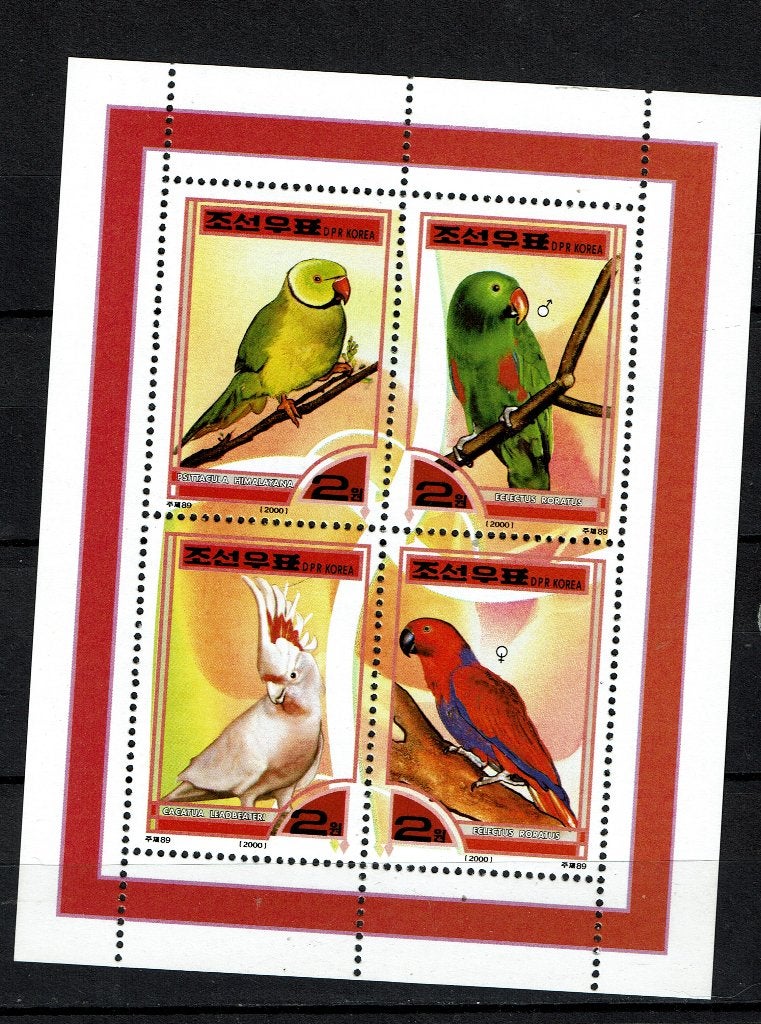 N.KOREA 2000 PF BLOK PAPEGAAIEN VOGELS BIRDS PARROTS, Ophalen of Verzenden, Postfris, Dier of Natuur