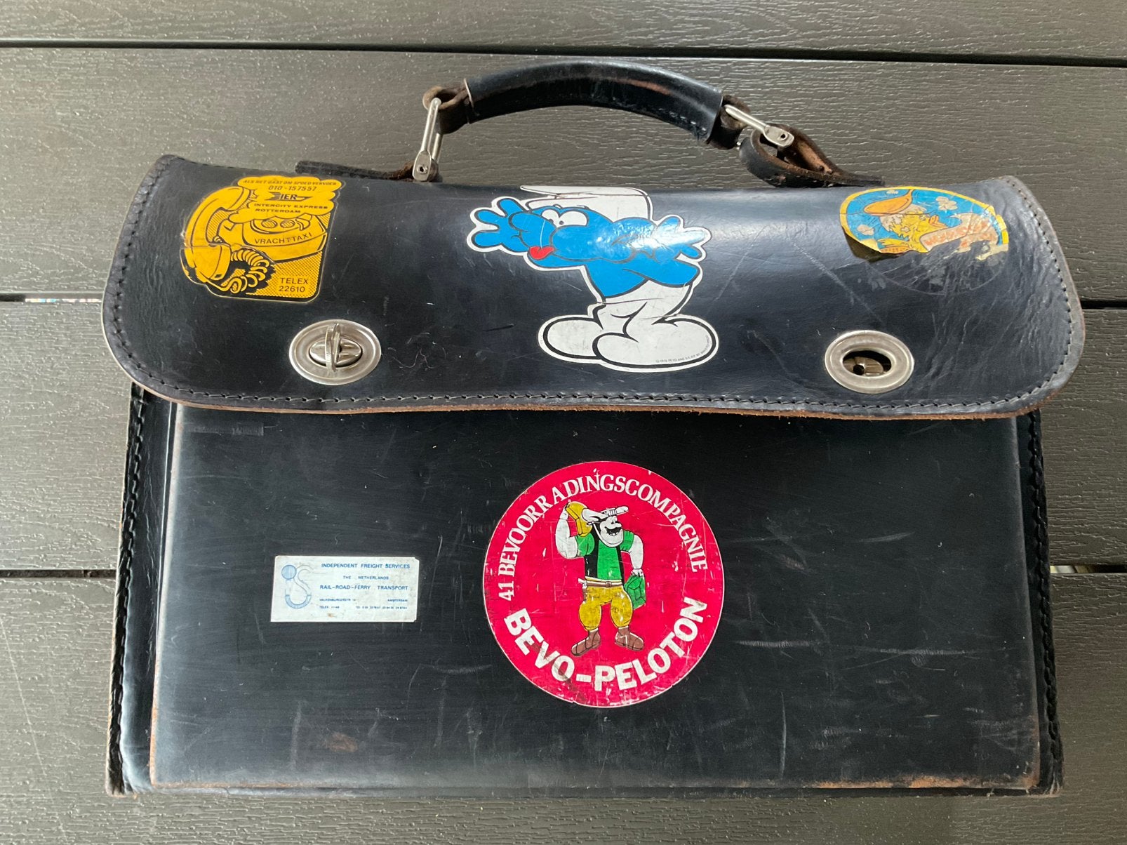 OUDE CHAUFFEURS TAS ,GEMEENTELIJK VERVOERBEDRIJF AMSTERDAM., Verzamelen, Ophalen of Verzenden, Gebruikt, Bus of Metro, Tas of Koffer