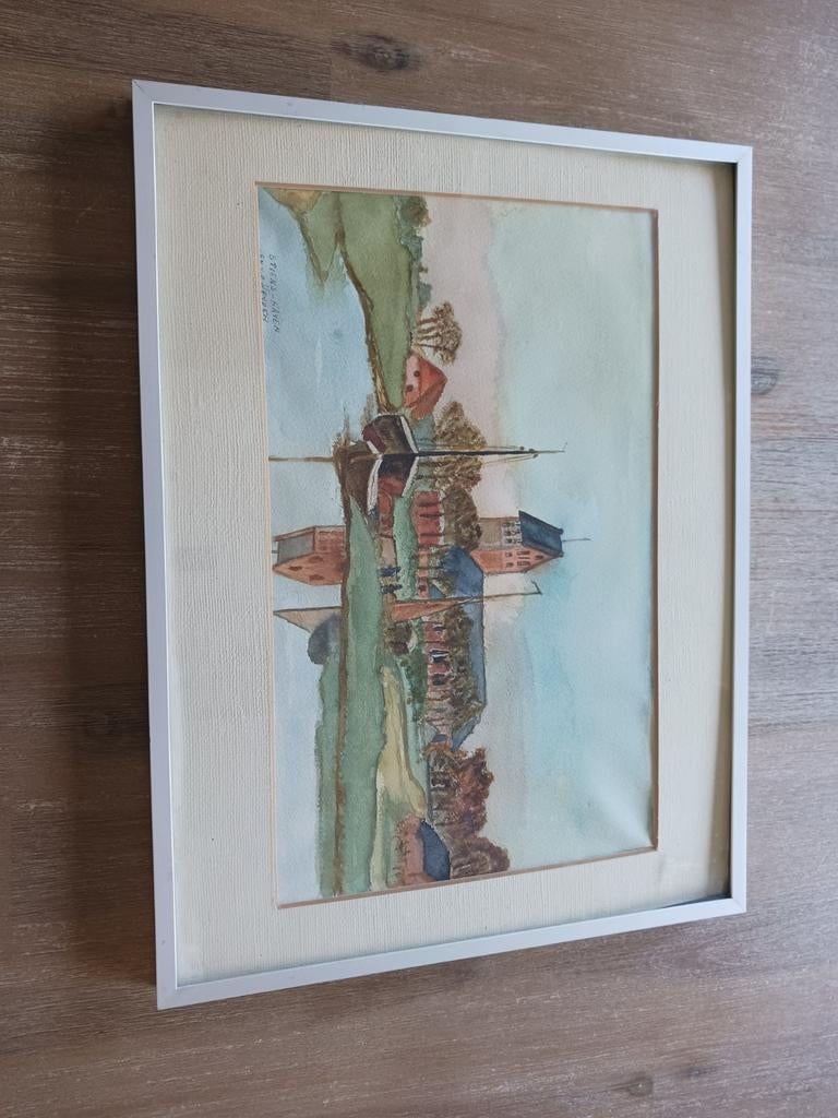 Prachtig schilderij van de haven van Stiens, Ophalen of Verzenden