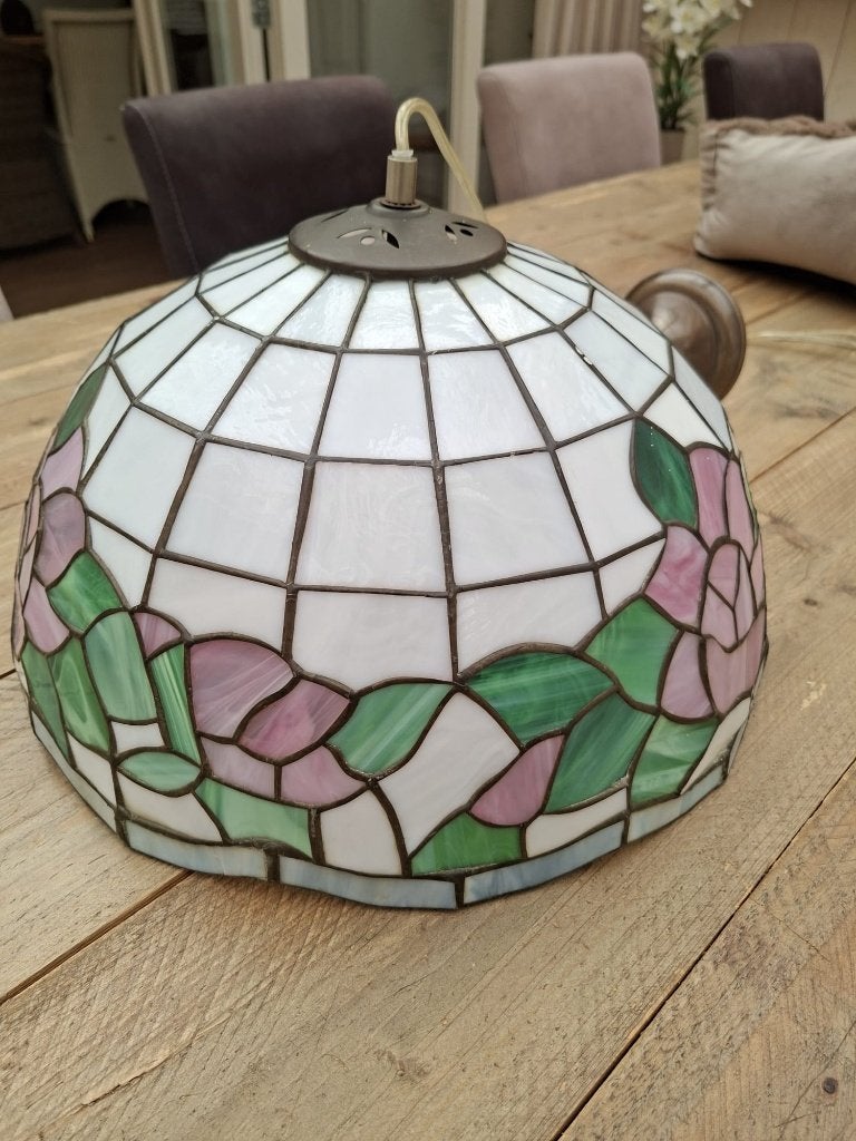 Tiffany Hanglamp., Ophalen, E27 (groot), Art Nouveau/Jugendstil/Vintage, Glas