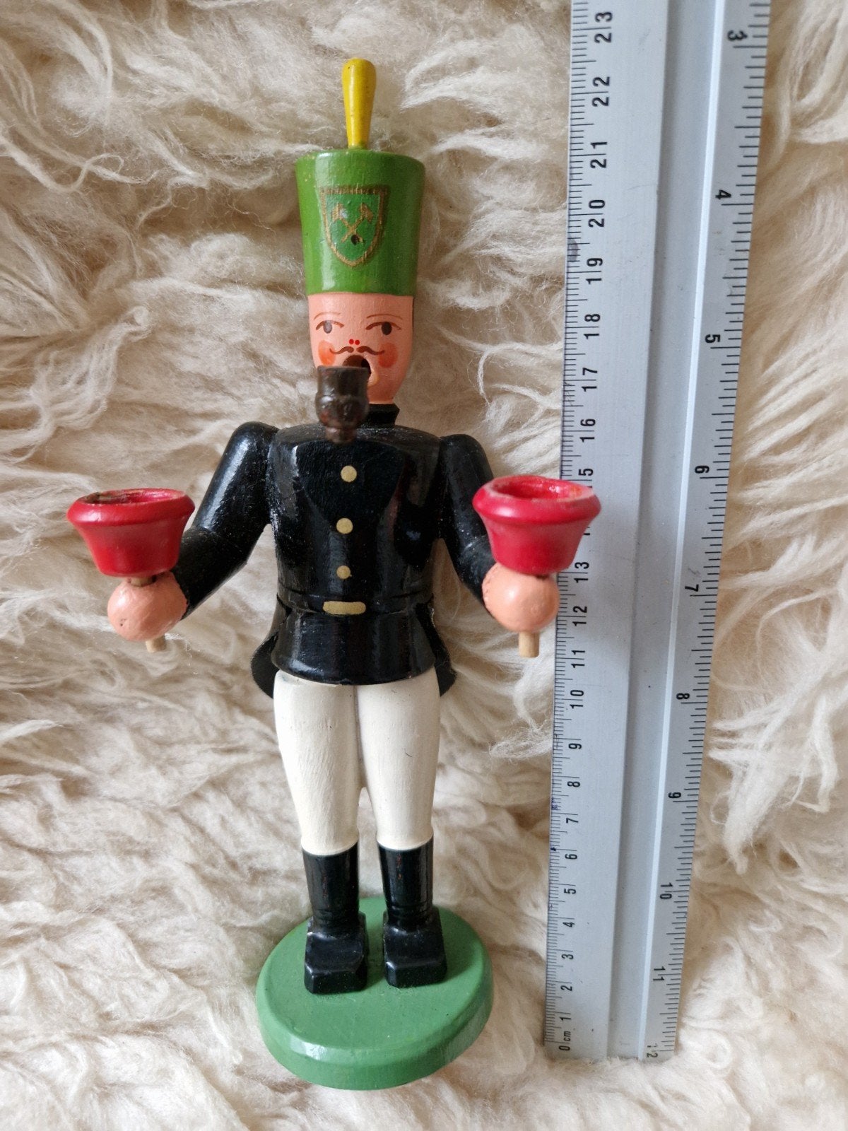 Vintage Oude Ertsgebergte Houten Kaarsenhouder Mijnwerker, Diversen, Kerst, Ophalen of Verzenden