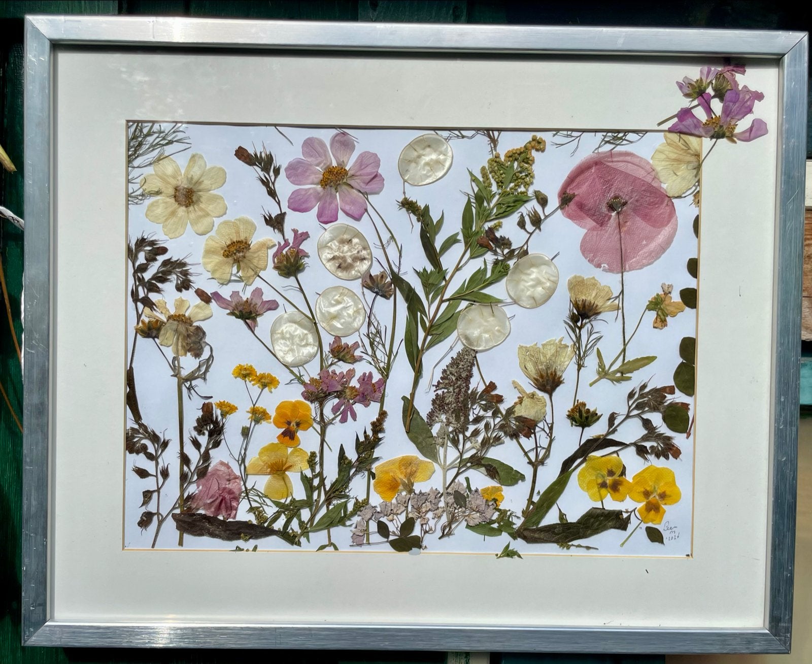Ingelijste kunst met gedroogde bloemen en planten, Huis en Inrichting, Gebruikt, Overige typen, Ophalen of Verzenden, 5 – 50