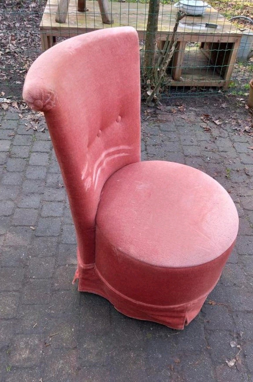 Vintage roze stoel met opbergruimte, Antiek en Kunst, Antiek | Meubels | Stoelen en Banken, Ophalen