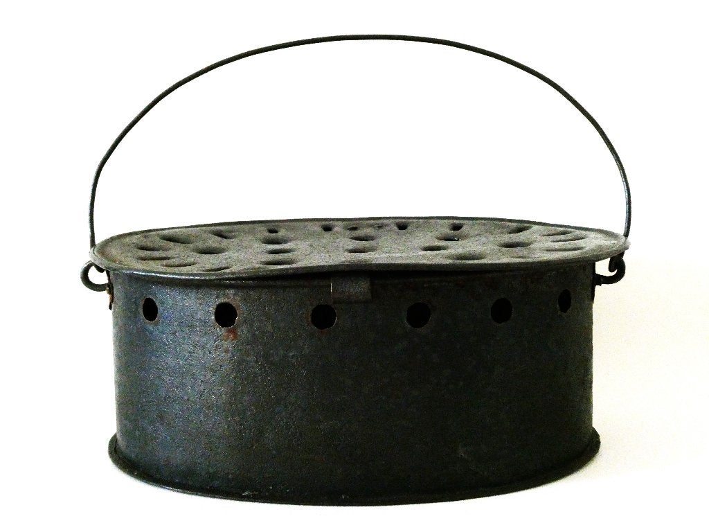 Antieke metalen voetenstoof stoof stoofje, Ophalen of Verzenden