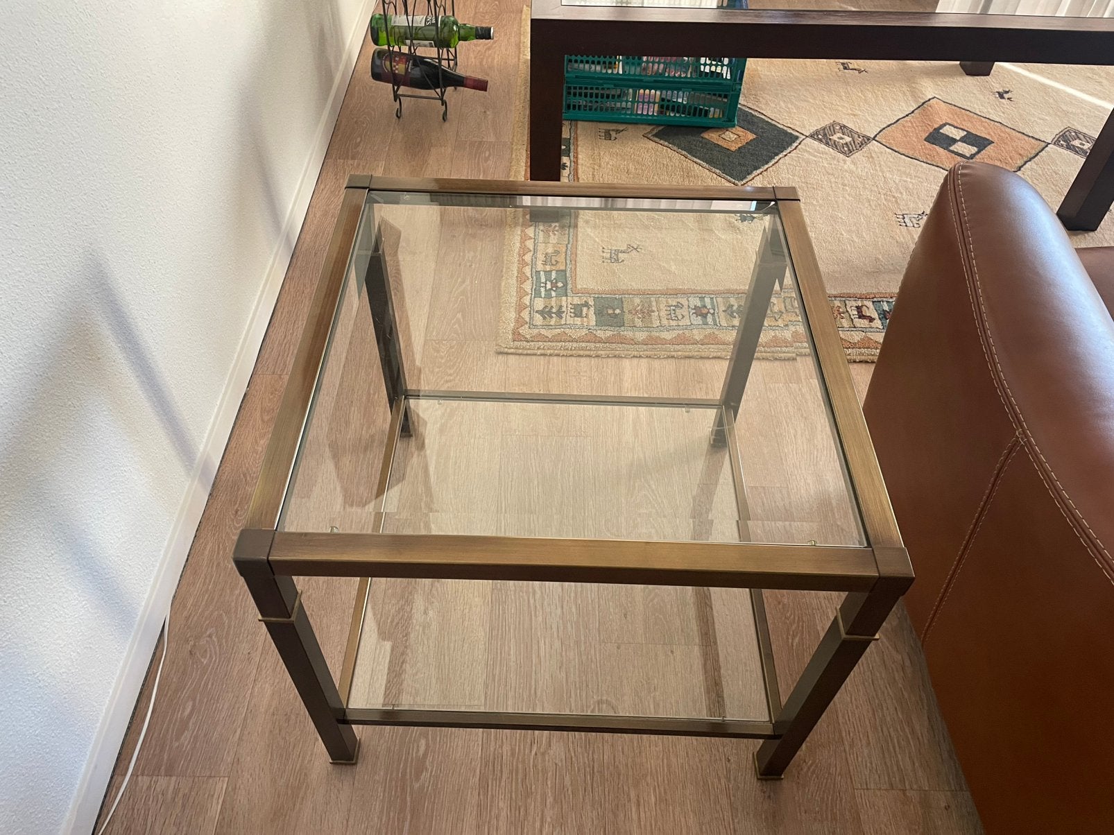 Messing bijzet tafel, Huis en Inrichting, Tafels | Bijzettafels, Vierkant, 55 tot 75 cm, Ophalen, 45 tot 60 cm