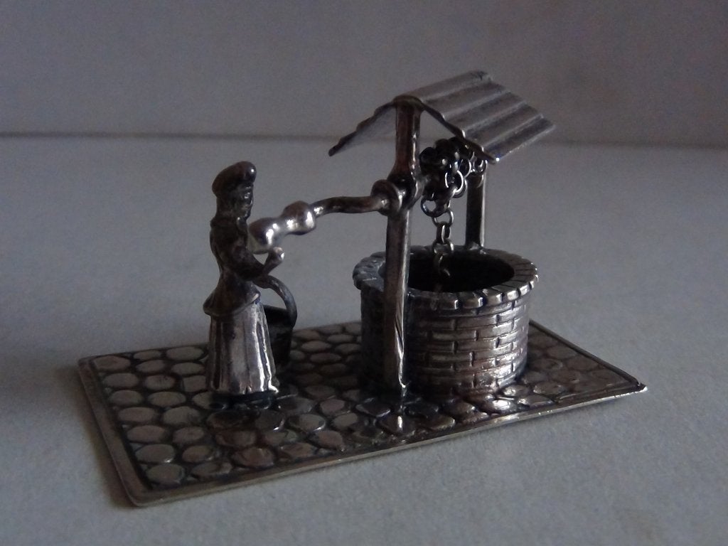Miniatuur zilver EX5 waterput + vrouw zilveren miniaturen, Ophalen of Verzenden, Zilver