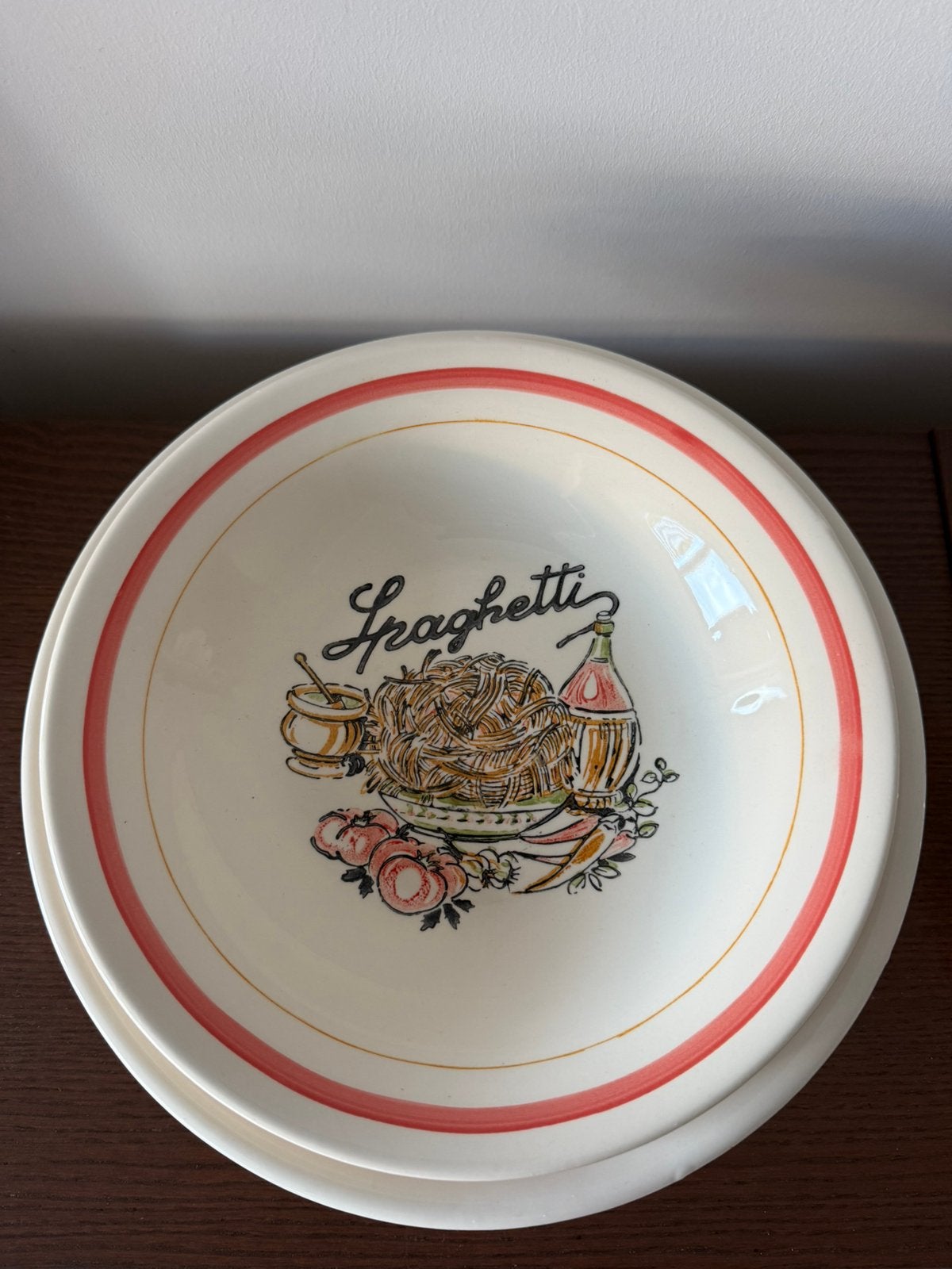 Prachtige set vintage pasta borden 4x en een serveer schaal!, Antiek en Kunst, Ophalen of Verzenden
