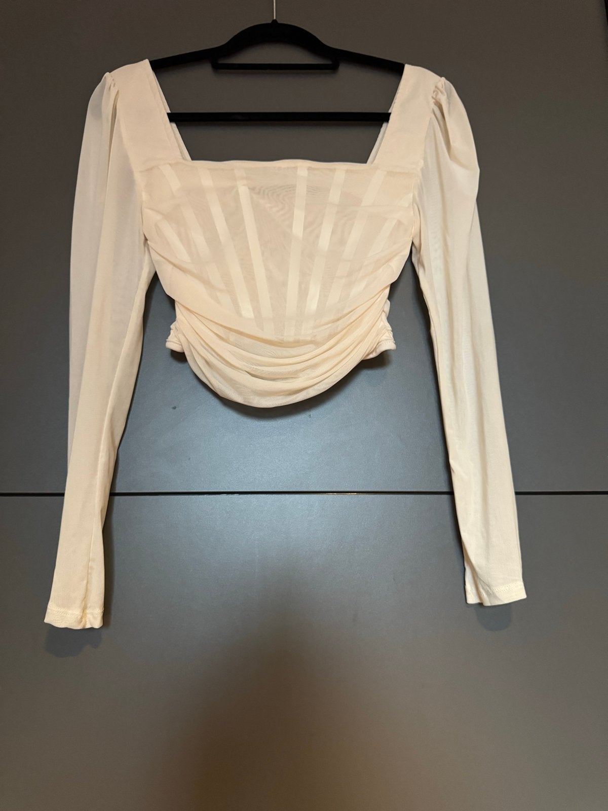 Off-white korset top maat S - Perfect voor een avondje uit, Wit, Ophalen of Verzenden, Zo goed als nieuw, Lange mouw