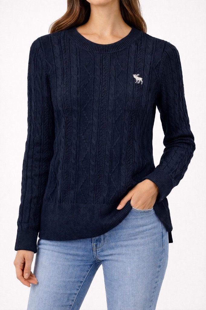 Abercrombie & Fitch kabeltrui S, Blauw, Ophalen of Verzenden, Zo goed als nieuw, Maat 36 (S)