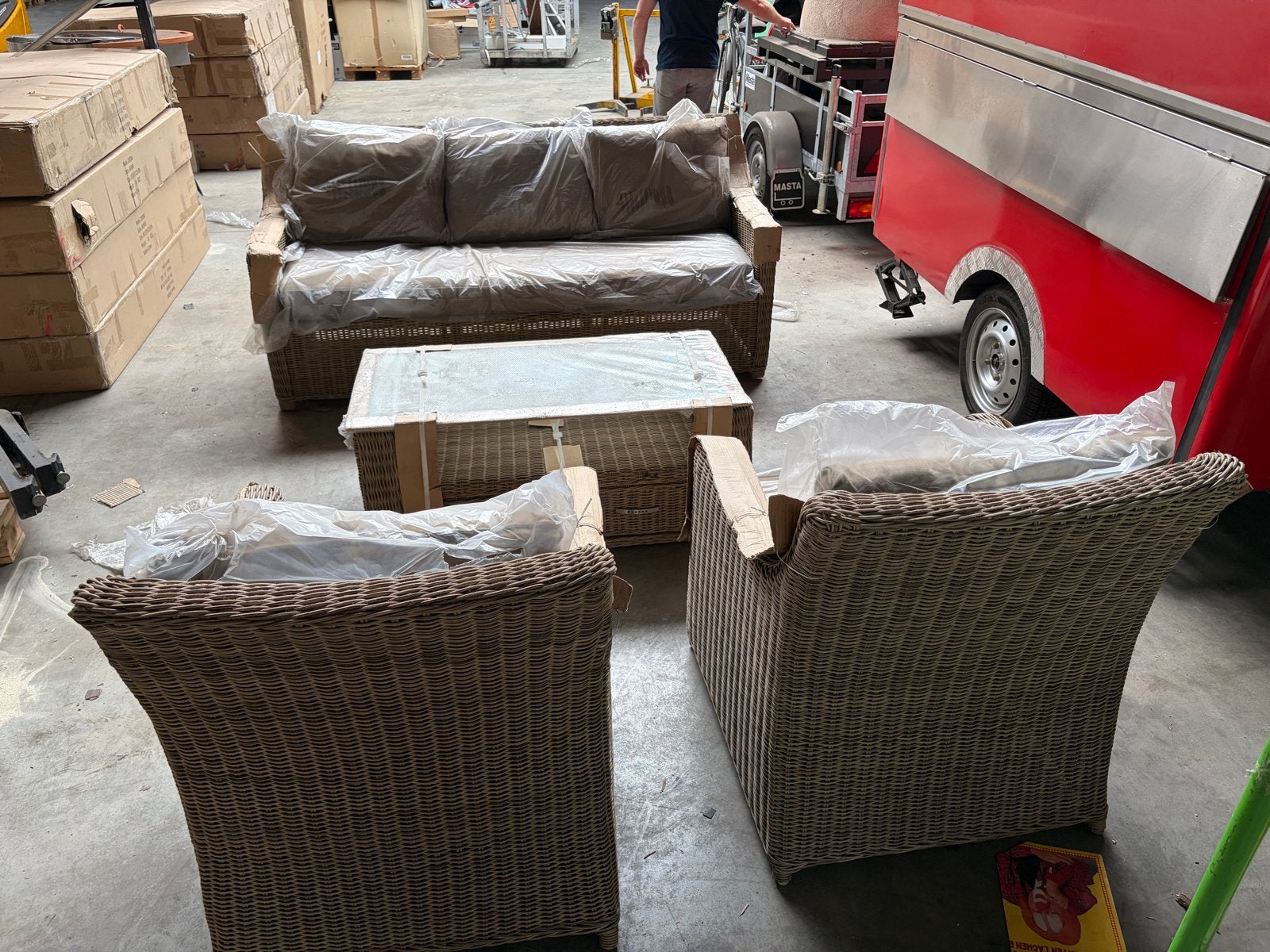 Luxe Wicker Loungeset - Nieuw in Verpakking, 5 zitplaatsen, Nieuw, Ophalen of Verzenden, Loungeset