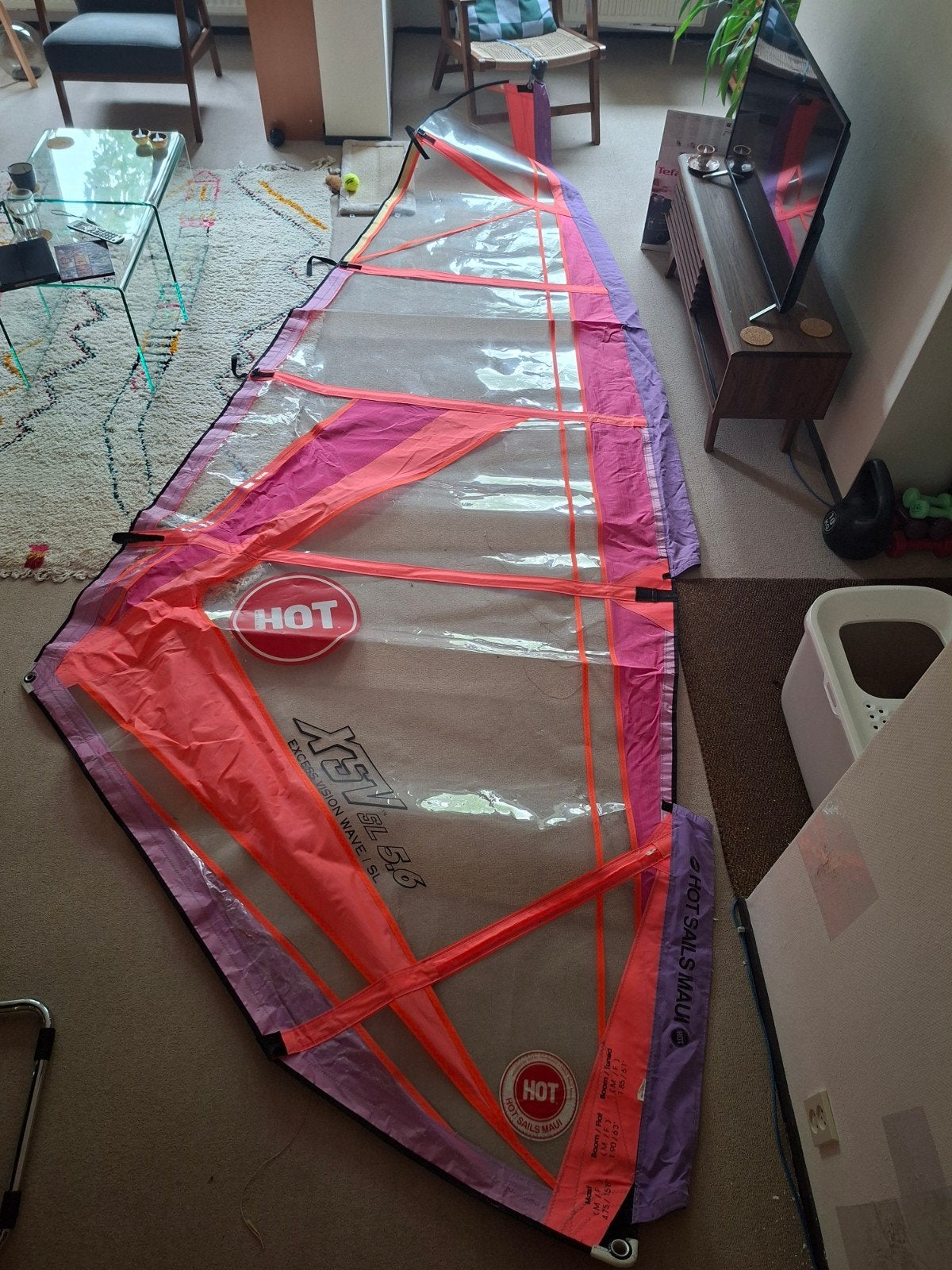Hot sails maui windsurfzeil 5.6, Overige merken, 5 tot 6.5 m², Ophalen of Verzenden, Zeil