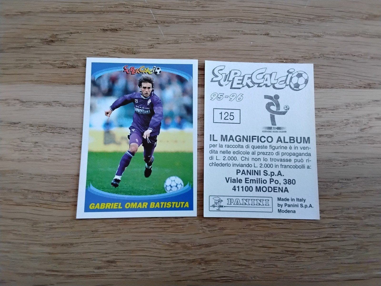 Panini Supercalcio 95-96 Gabriel Omar Batistuta Sticker 125, Ophalen of Verzenden, Zo goed als nieuw, Buitenlandse clubs, Poster, Plaatje of Sticker
