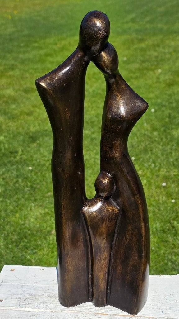 bronzen beeld / FAMILIE met 1 KIND, Antiek en Kunst, Kunst | Beelden en Houtsnijwerken, Ophalen of Verzenden, Brons, Beeld