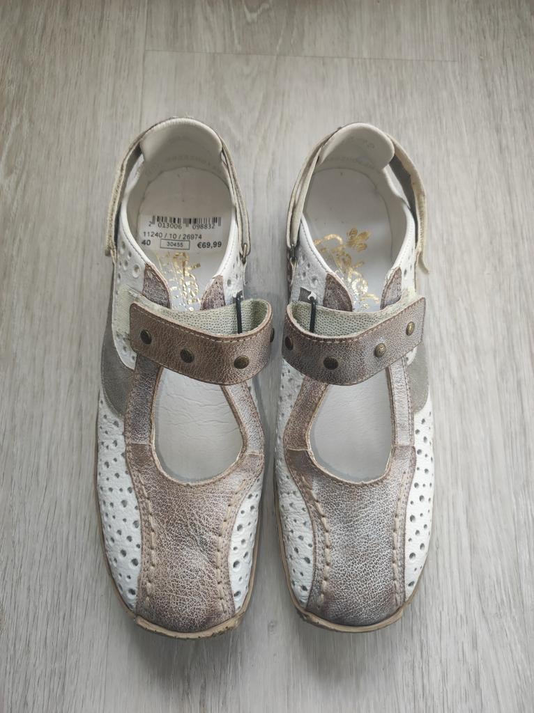 Nieuwe Rieker leren schoenen maat 40 - Neutrale kleur, Schoenen met lage hakken, Verzenden, Beige, Nieuw