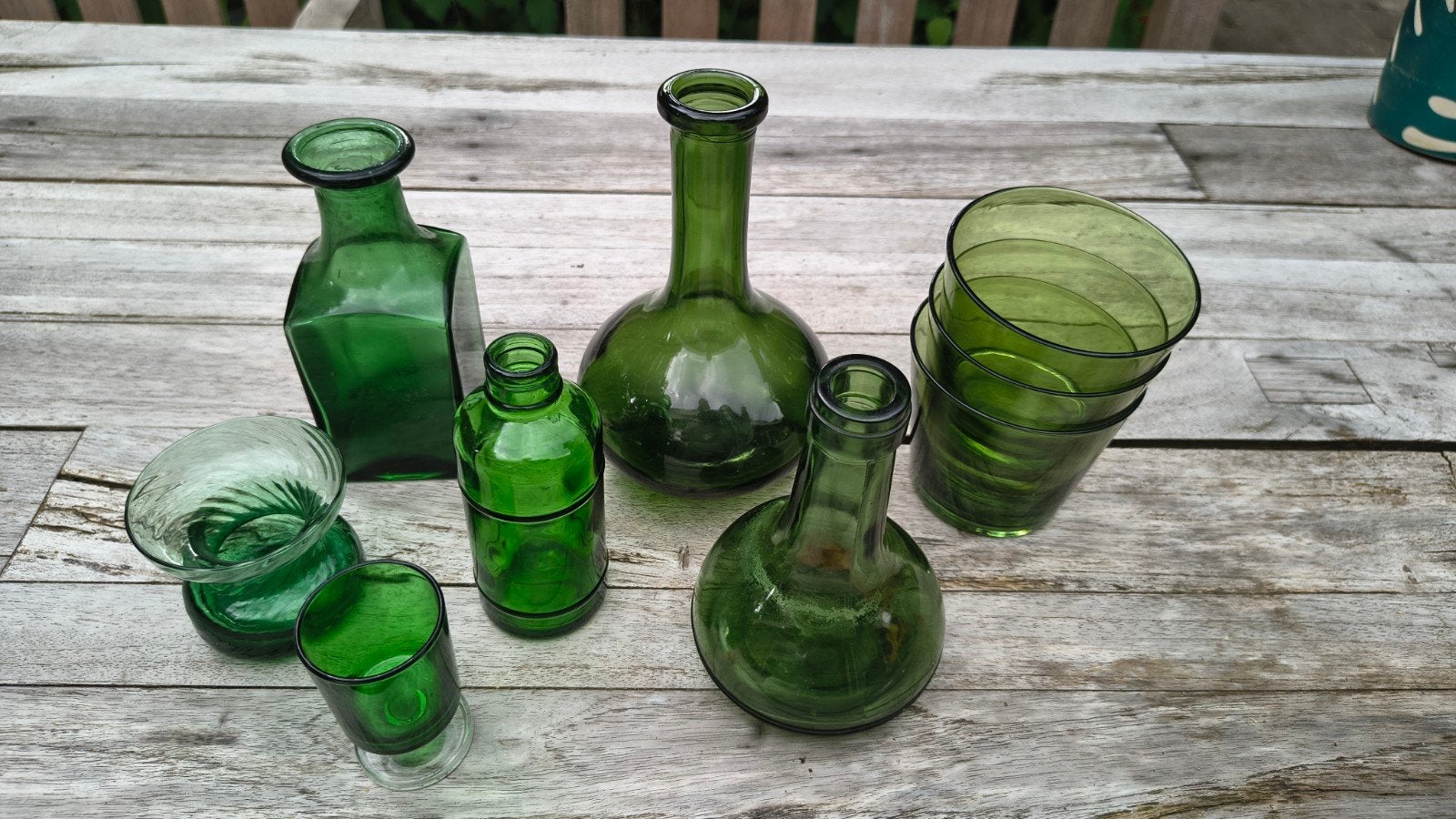 Diverse groen glaswerk, Antiek en Kunst, Antiek | Glas en Kristal, Ophalen of Verzenden