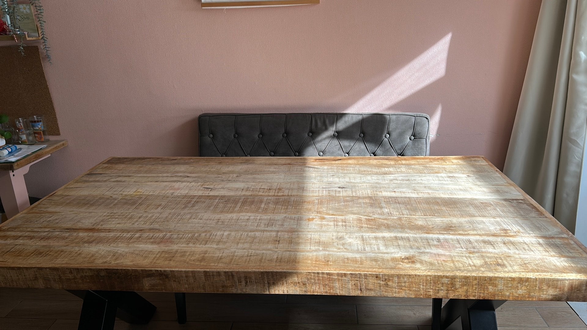 Mango houten tafel 100x180 80 hoog met bank, Ophalen, 50 tot 100 cm, Zo goed als nieuw, 150 tot 200 cm