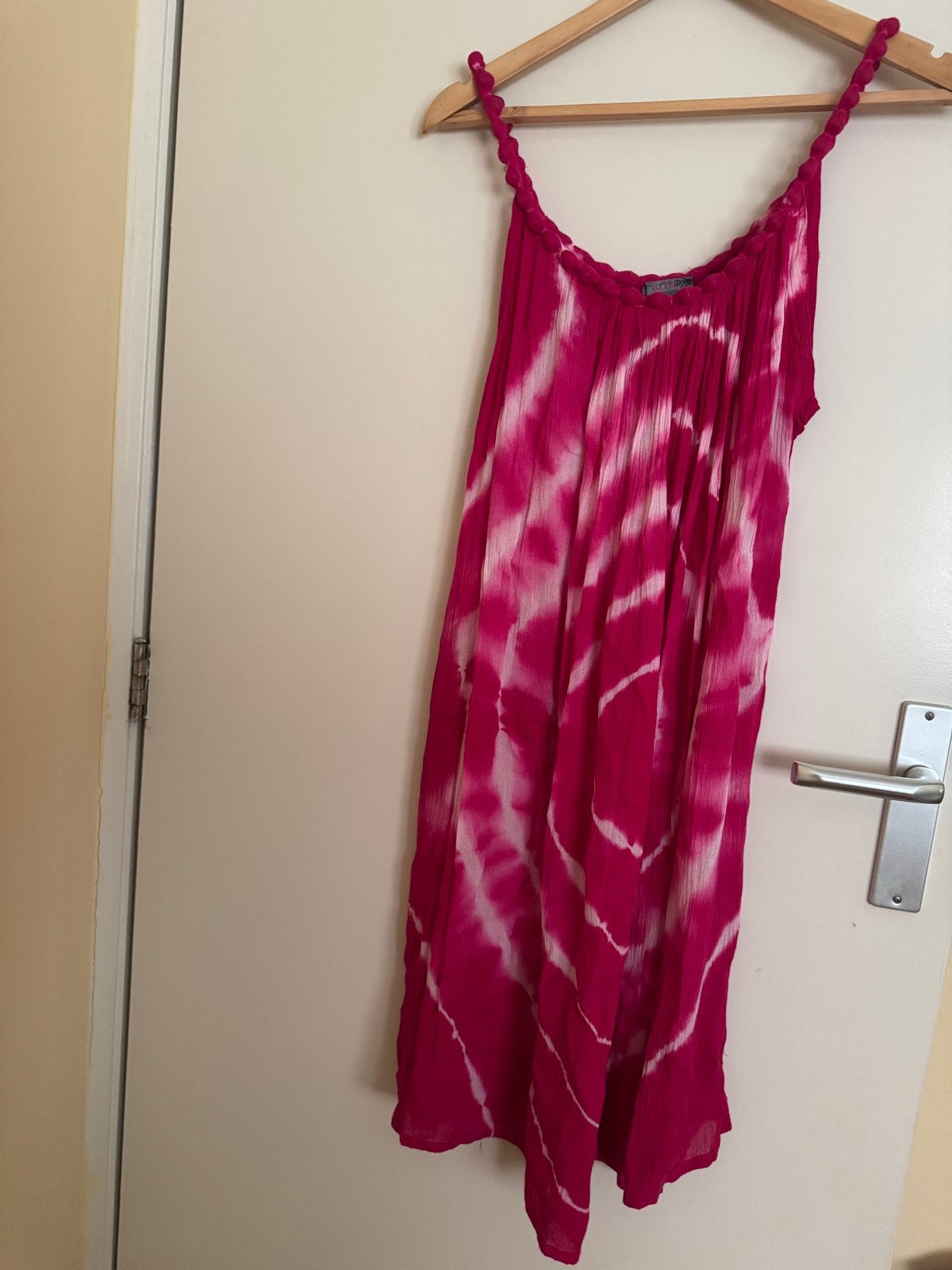 Zomerse tie-dye jurk roze/wit, Maat 38/40 (M), Ophalen of Verzenden, Zo goed als nieuw, Roze