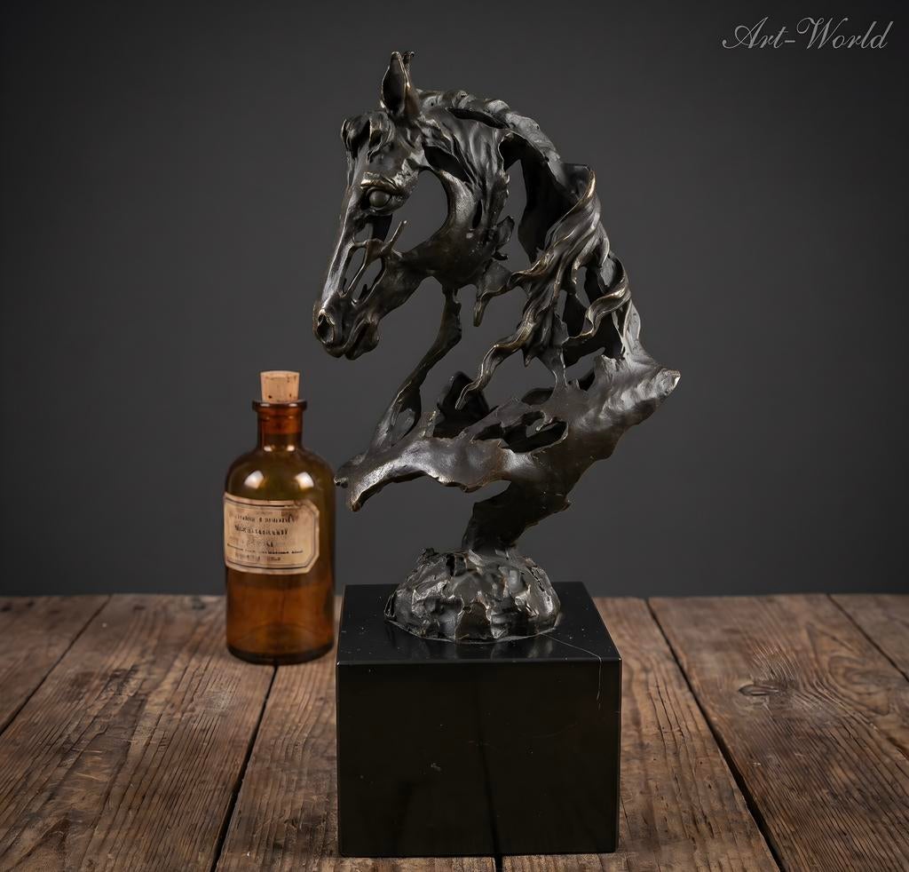 Exclusief bronzen beeld van een paardenhoofd 42 cm / 7.3 kg, Verzenden, Nieuw, Dier