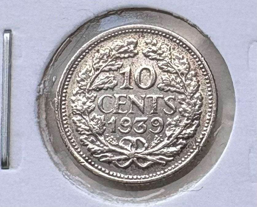 Zilveren 10 Cents munt Koningin Wilhelmina 1939, Postzegels en Munten, Munten | Nederland, Zilver, Ophalen of Verzenden, 10 cent