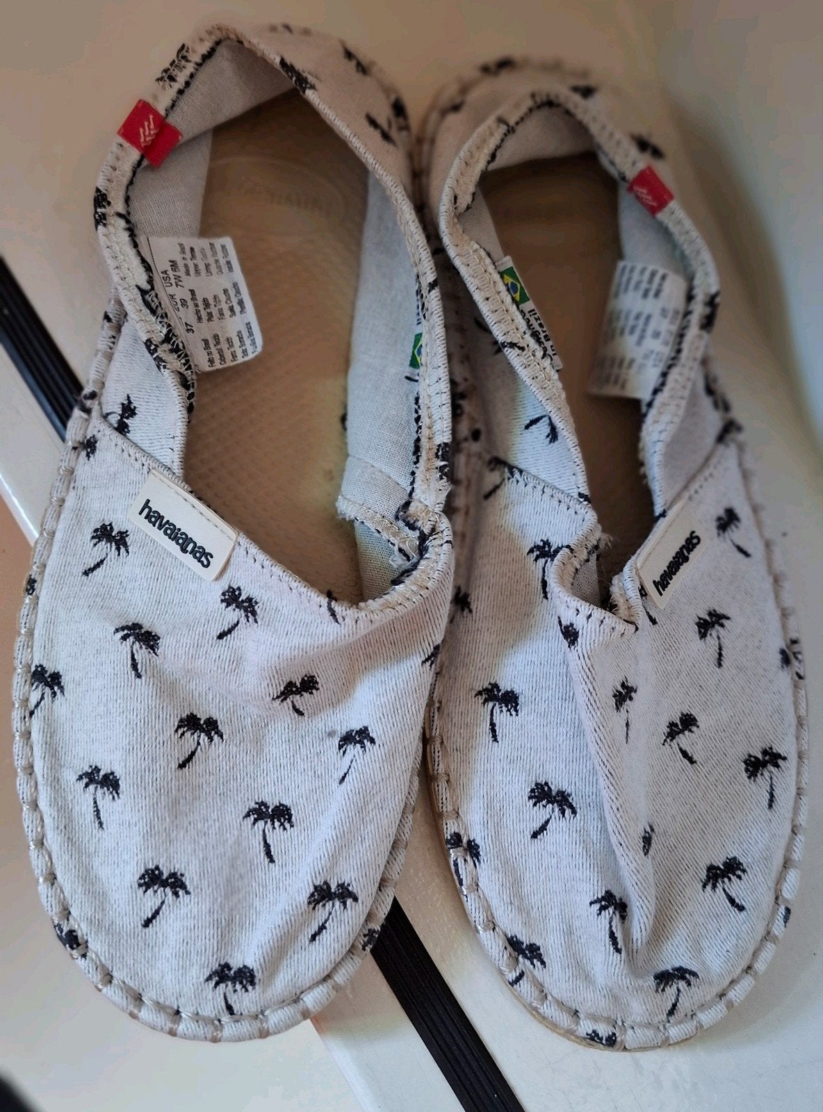 Havaianas espadrilles met palmboomprint, maat 39, Wit, Ophalen of Verzenden, Espadrilles of Moccasins, Gedragen