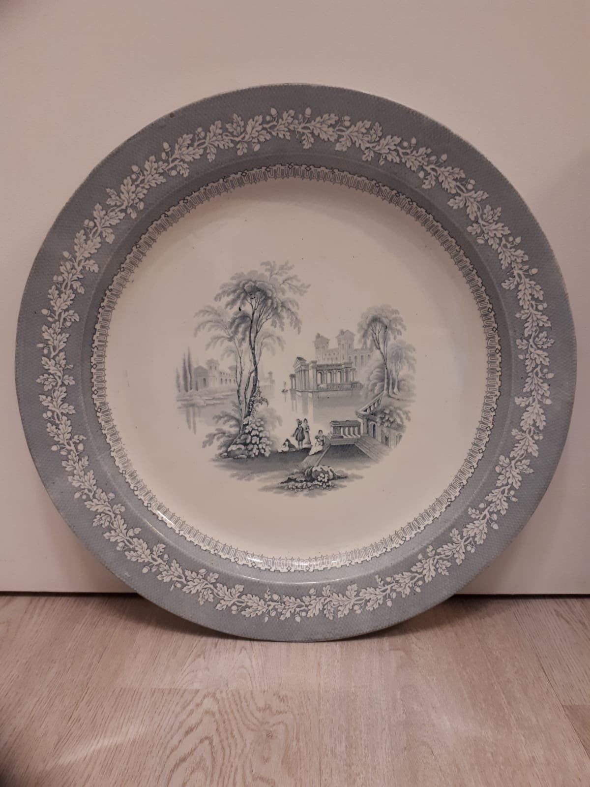 Antiek Engels Aardewerk Bord 'Palmyra' - Blauw Transferware, Antiek en Kunst, Ophalen