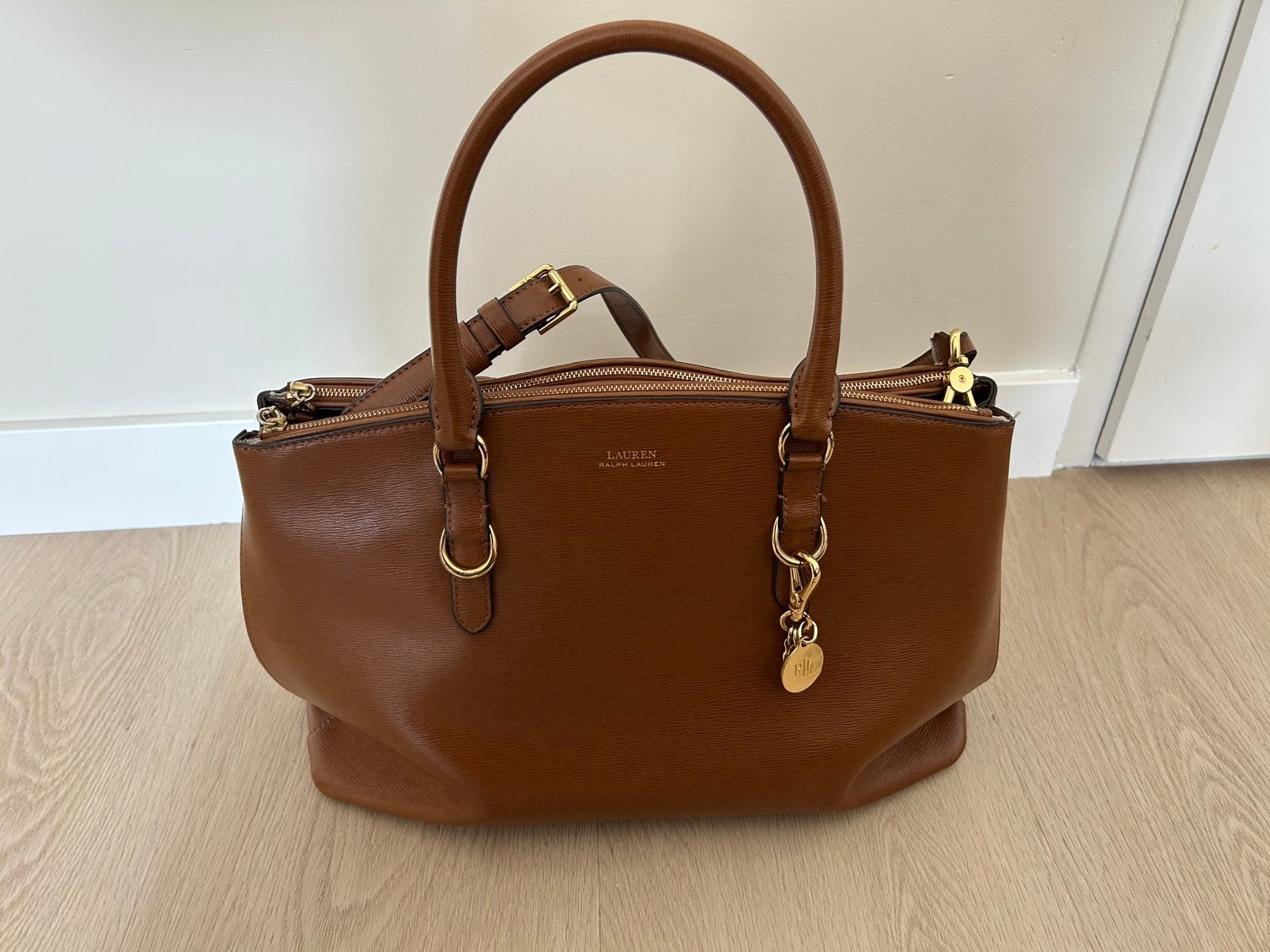 Ralph Lauren bruine leren tas, Ophalen, Zo goed als nieuw, Bruin, Handtas