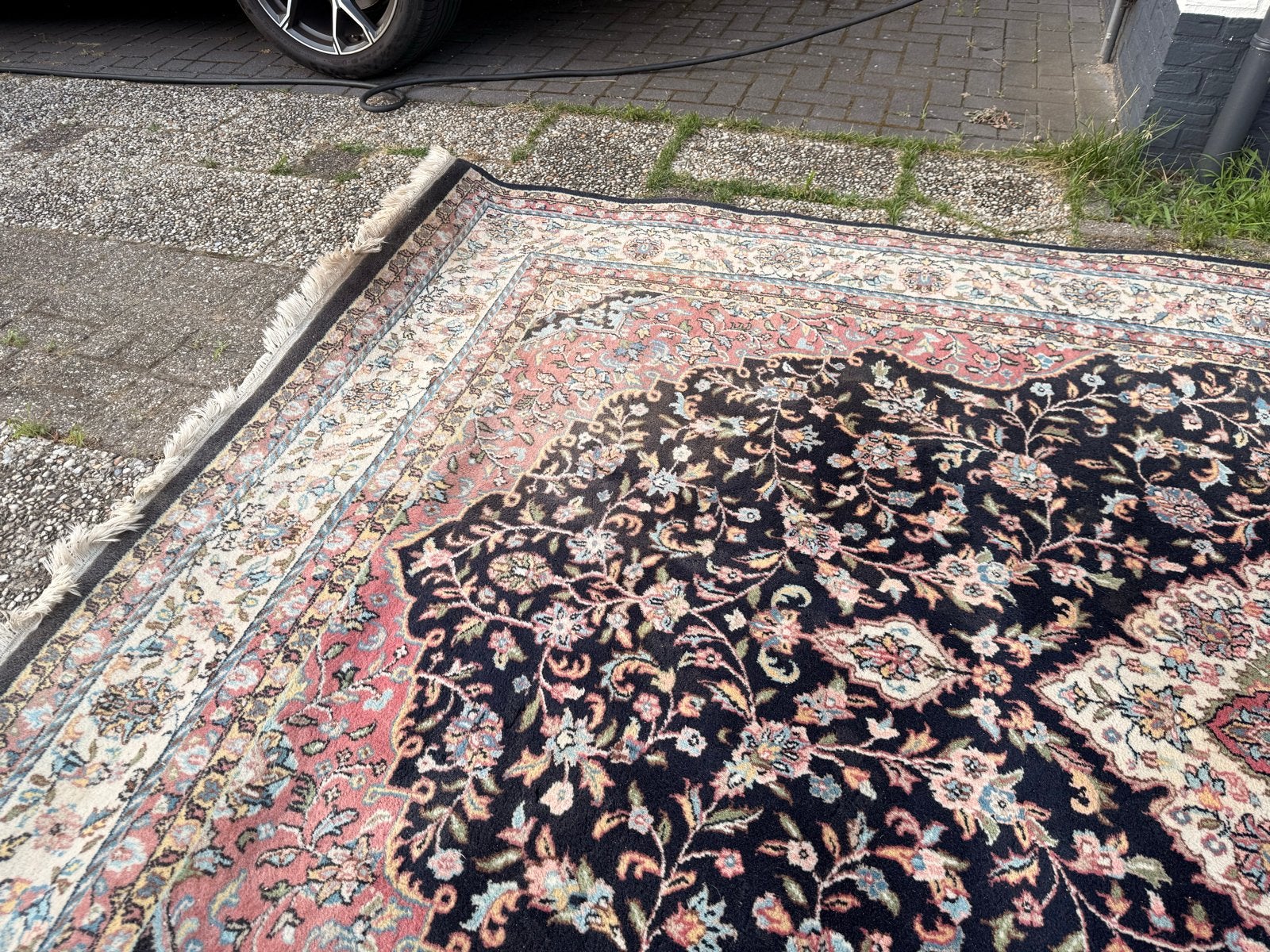 Handgeknoopt Perzisch tapijt - Kashan design, Ophalen, Gebruikt, Zwart, 200 cm of meer