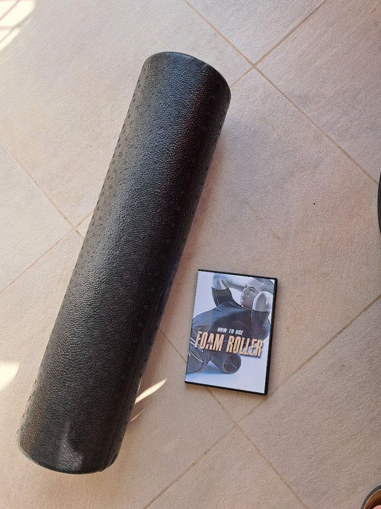 Te koop: foam roller (diameter 15cm, lengte 61cm) met dvd, Ophalen of Verzenden, Nieuw, Kunststof, Overige typen