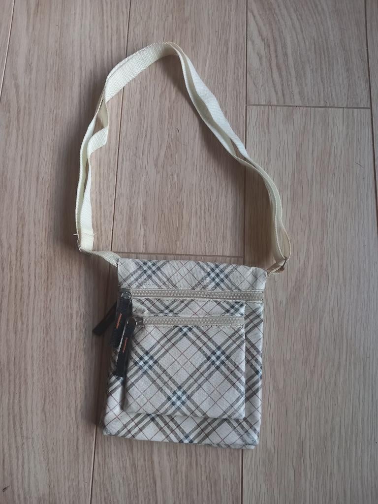 Schoudertasje met ruitpatroon, Ophalen of Verzenden, Zo goed als nieuw, Beige, Overige merken
