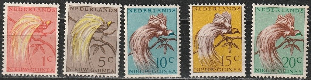 3721. Ned. Nieuw Guinea 25/29* ongest pl sp Vogels LEES, Postzegels en Munten, Verzenden, Nieuw-Guinea