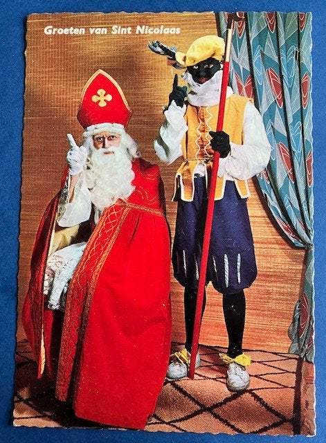 Sinterklaas en Piet, groeten van Sint Nicolaas, Ophalen of Verzenden, 1960 tot 1980, Ongelopen, Feest(dag)