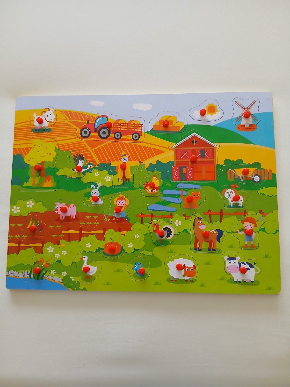 Knopjes puzzel :op de boerderij, Ophalen of Verzenden, 10 tot 50 stukjes, Zo goed als nieuw, 6 maanden tot 2 jaar