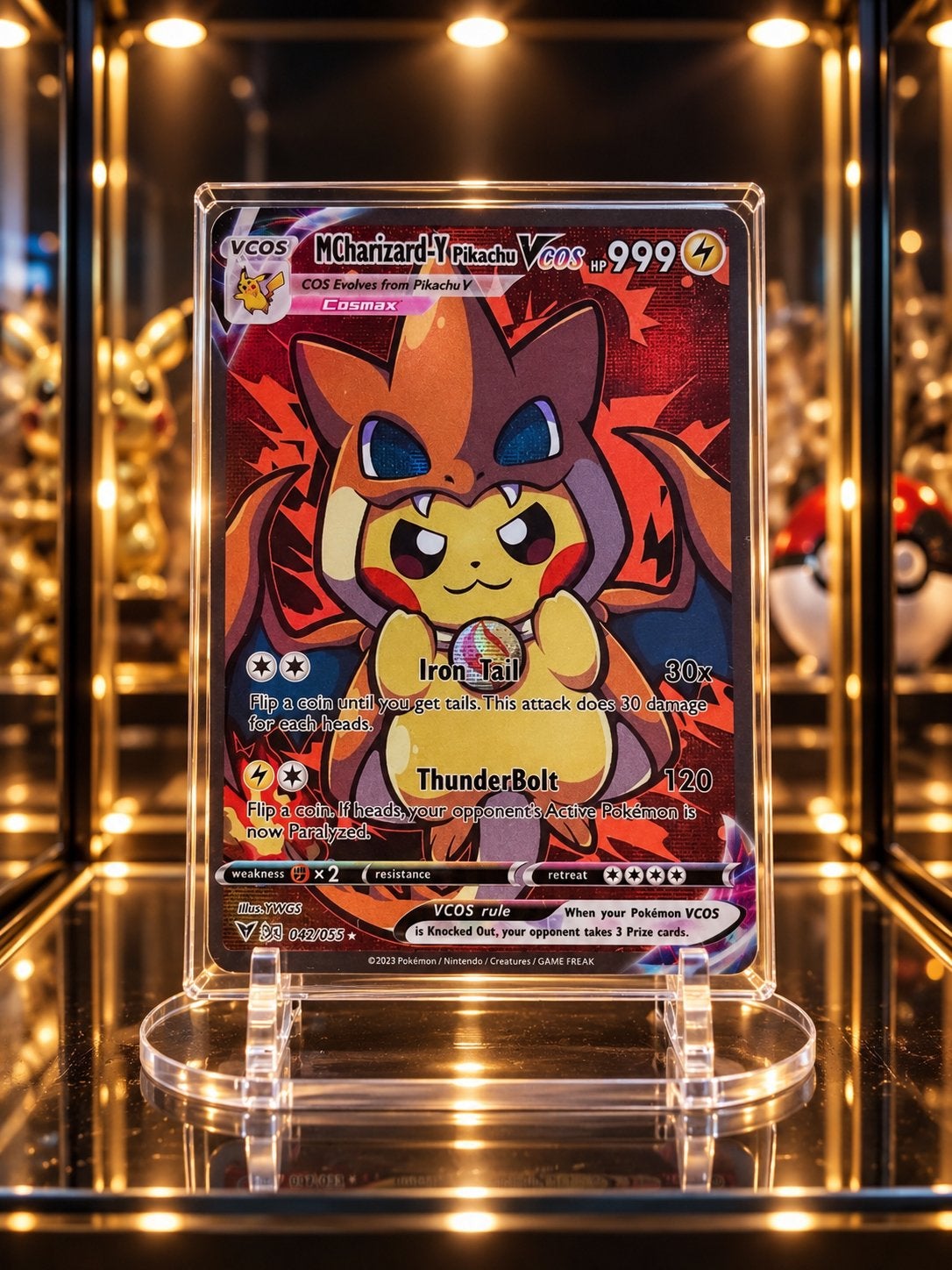Pikachu x Charizard – Spectaculaire Pokémon Kunstkaart, Verzenden, Zo goed als nieuw, Losse kaart, Foil