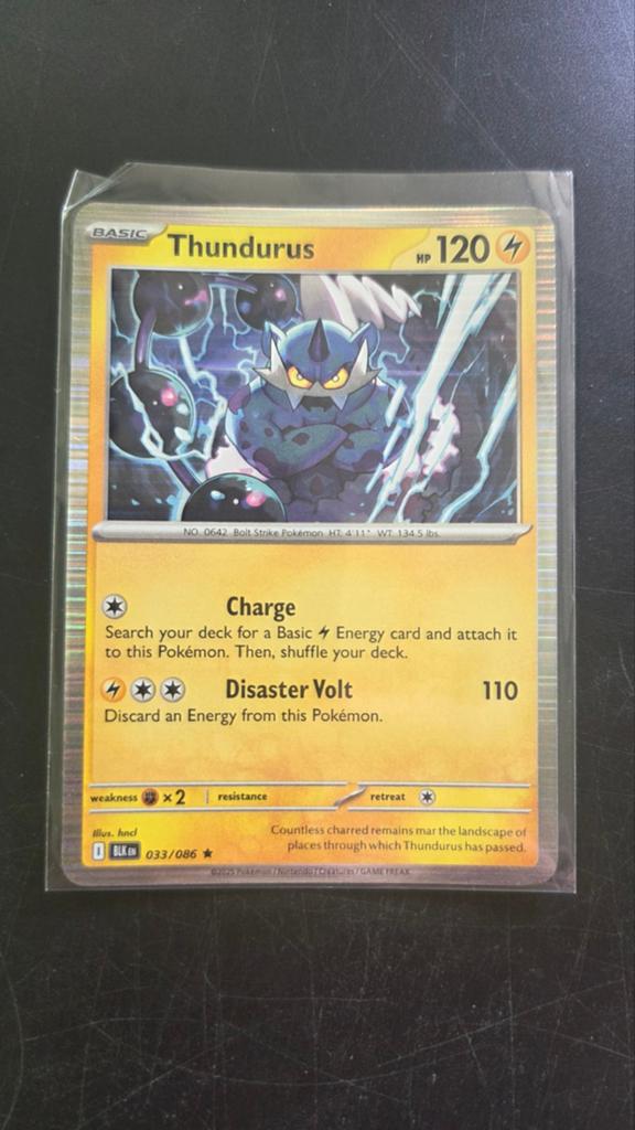Thundurus 033/086 Rare Holo Black Bolt Pokémon Kaart, Verzenden, Zo goed als nieuw, Losse kaart, Foil