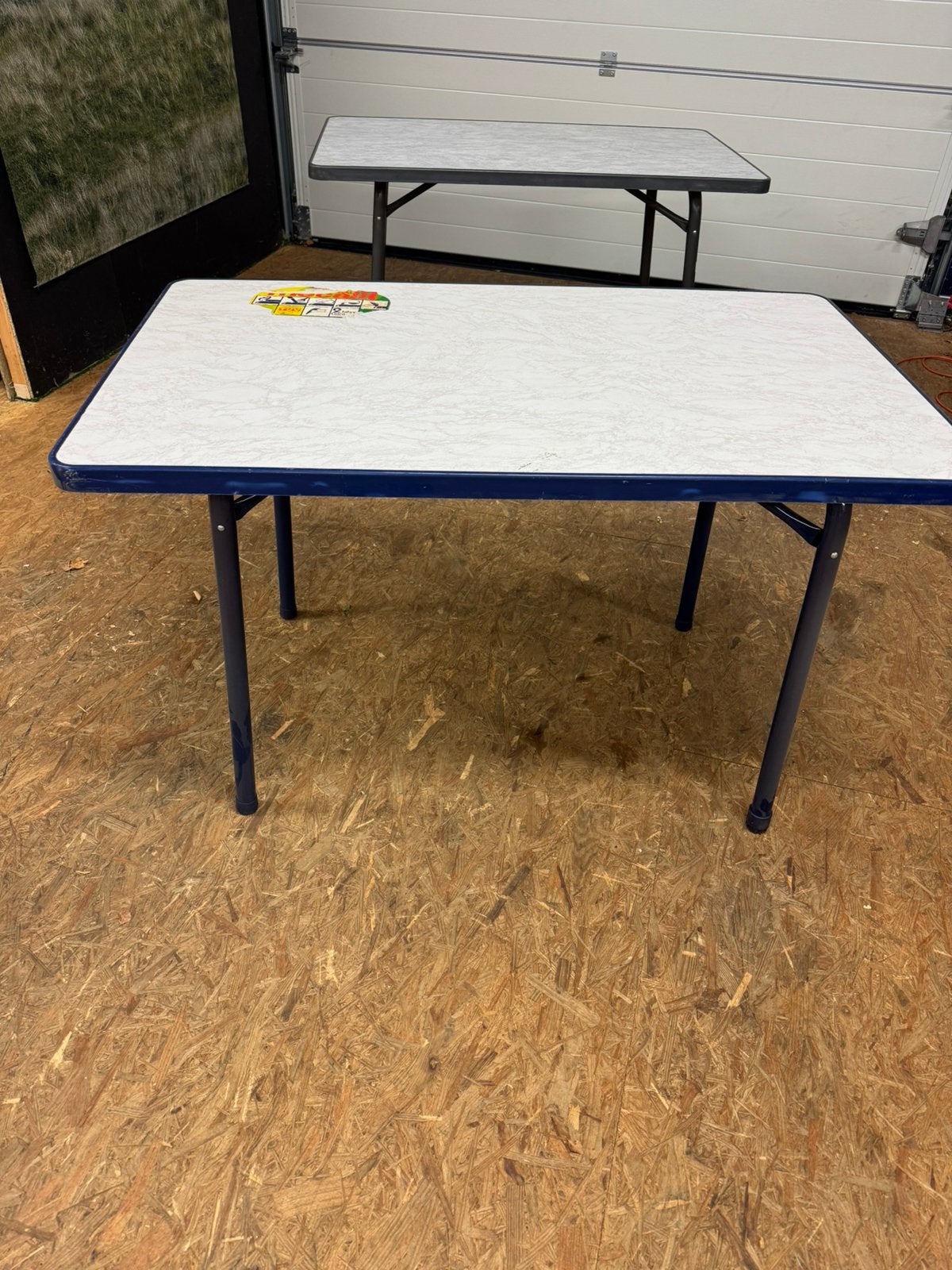 Stevige  grijs en blauwe campingtafels Sieger  11 stks, Ophalen, Gebruikt, Campingtafel