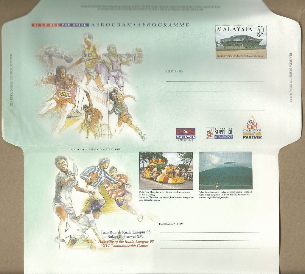 MALAYSIA 1998 50s. Sport Airletter, Wiegand: 53, MINT., Verzenden, Postfris, Zuidoost-Azië