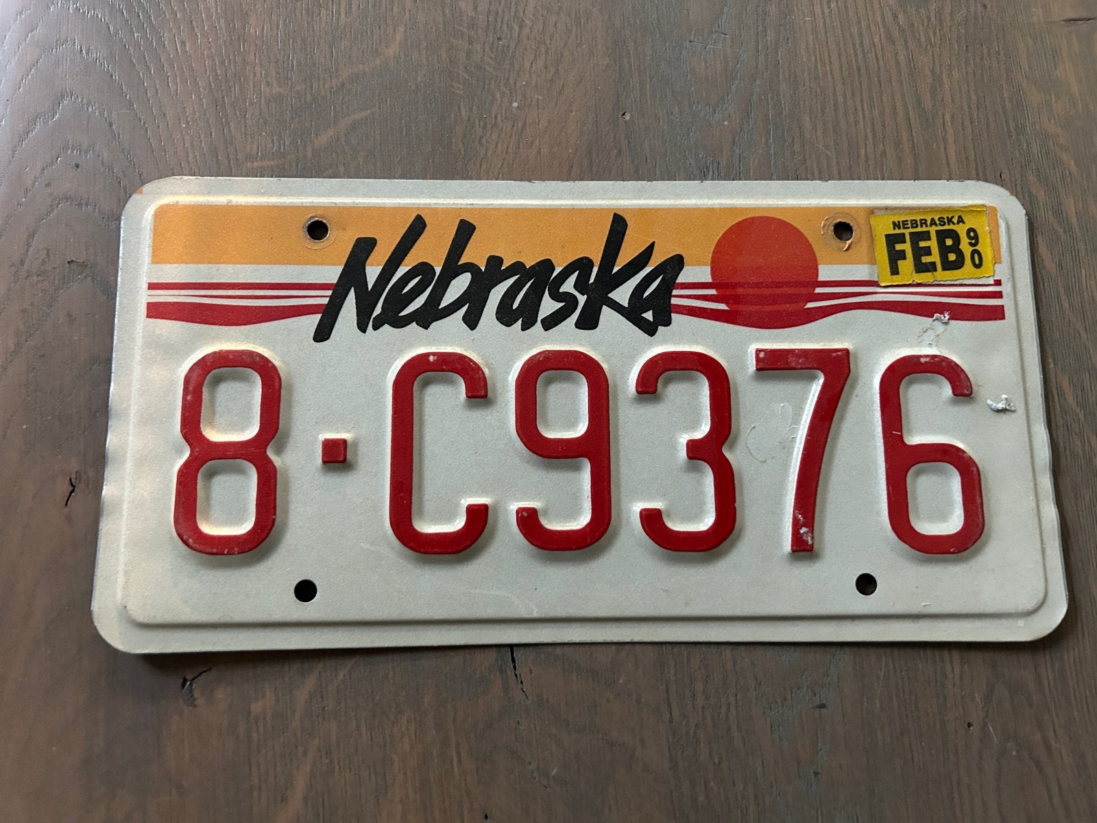 Nebraska USA Kentekenplaat - Februari 1990, Ophalen of Verzenden, Gebruikt, Auto's