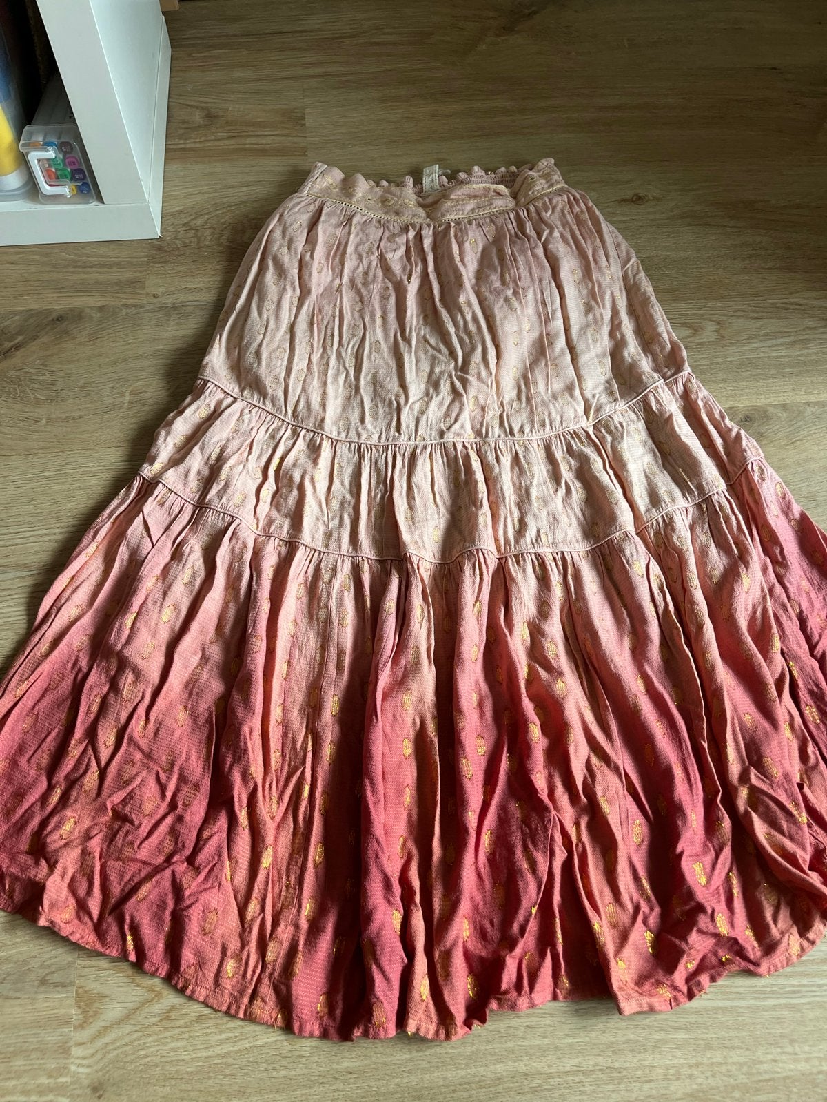 Bohemian Indiase Maxi Rok Maat 38 - Roze Ombre met Goud, Maat 38/40 (M), Ophalen of Verzenden, Zo goed als nieuw, Roze