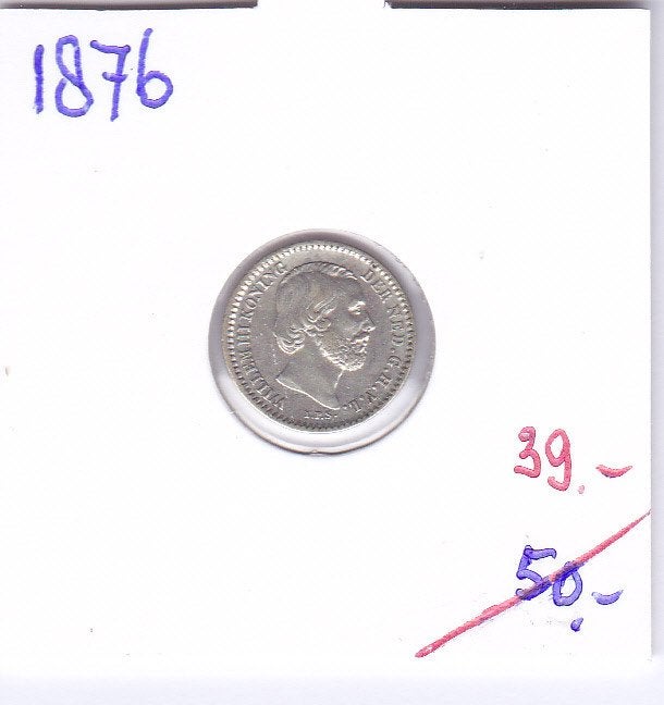 Heel nette 10 cent 1876 Willem 3 van 50 euro voor 39 euro, Koning Willem III, Zilver, Ophalen of Verzenden, 10 cent