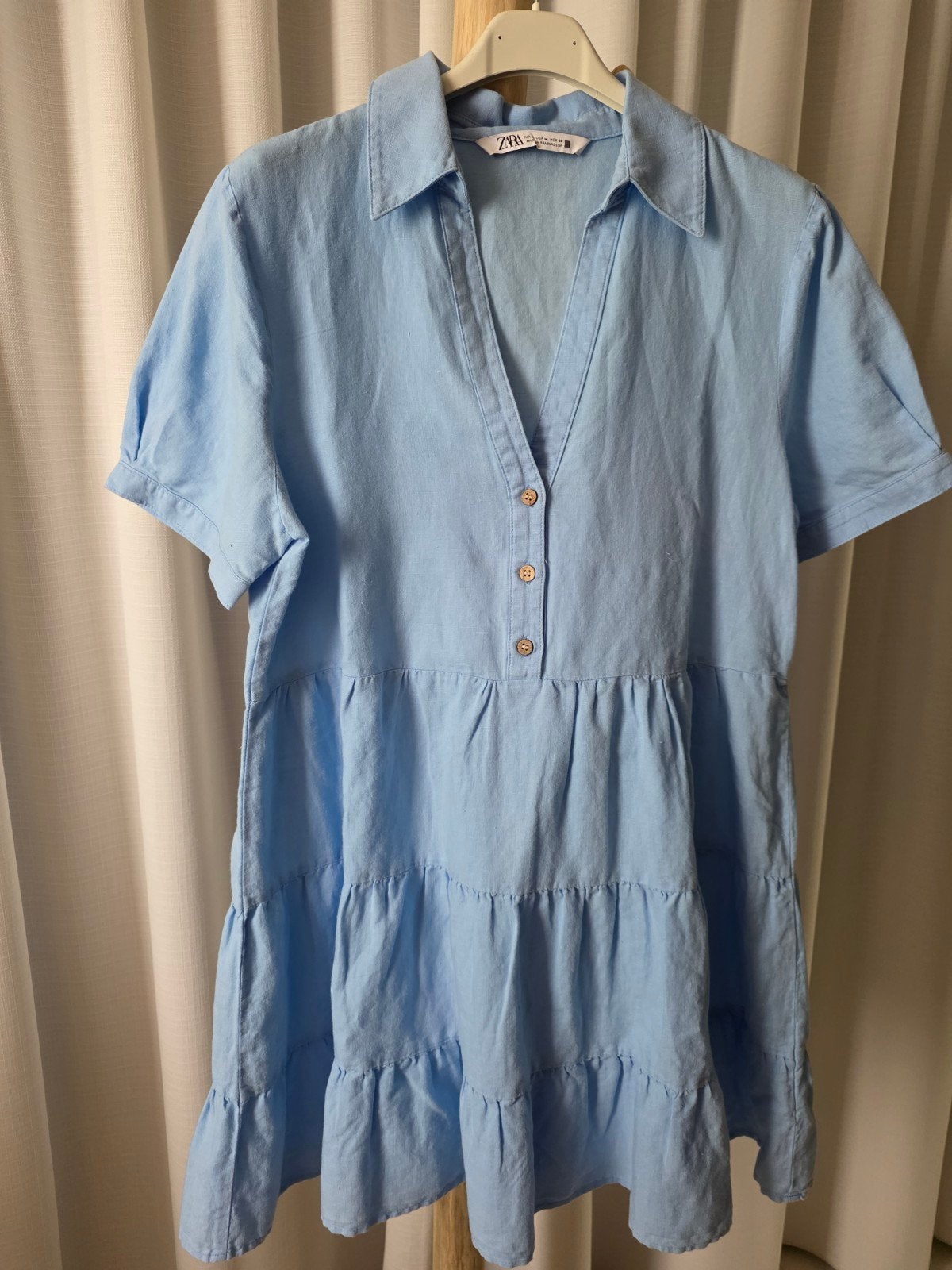 Linnen zomer jurk in maat M, lichtblauw, Kleding | Dames, Maat 38/40 (M), Blauw, Zara, Ophalen of Verzenden