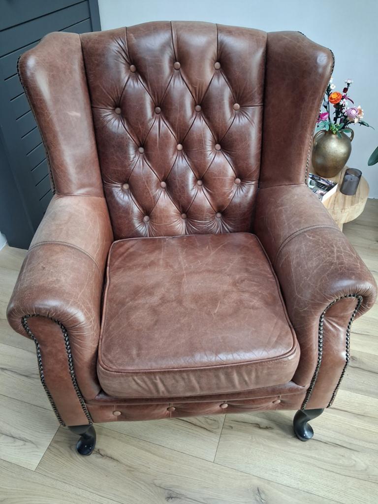 Chesterfield Fauteuil Leer - Rochester Originals, Ophalen, Gebruikt, Chesterfield, Klassiek, Traditioneel, 75 tot 100 cm