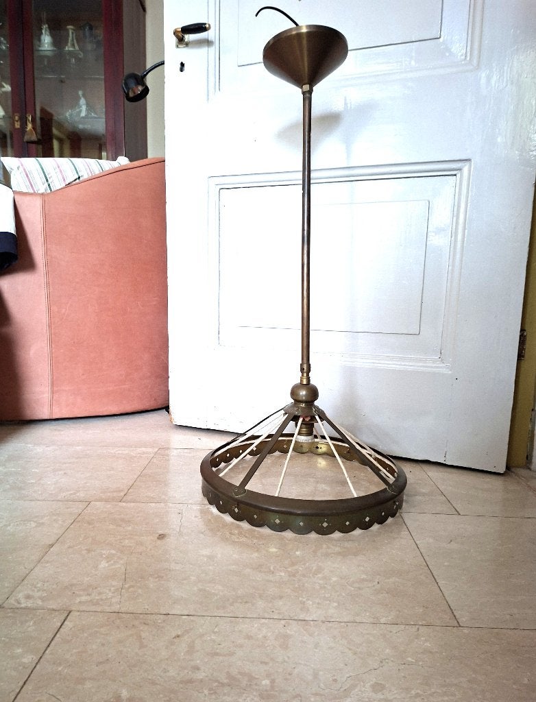 koperen hanglamp, vintage, Ophalen, Gebruikt, Art deco, Overige fittingen
