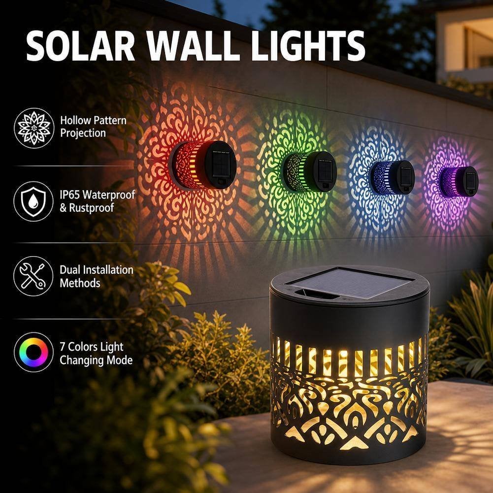 Outdoor Solar Mandala RGB LED wandlamp / tafellamp, Ophalen, Zwart, Nieuw, Buitenlamp