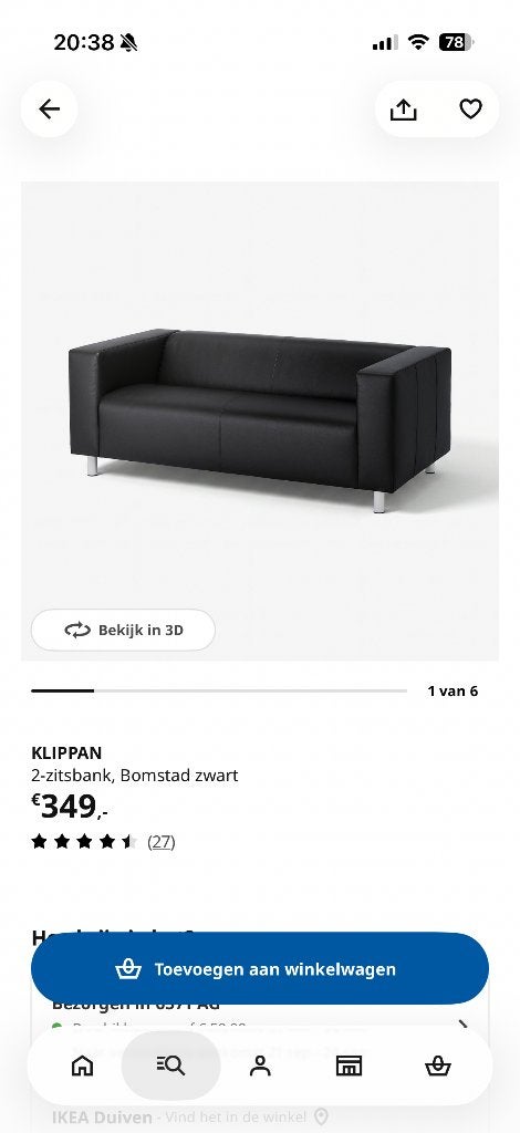 Klippan bank, Huis en Inrichting, Ophalen, Gebruikt, 150 tot 200 cm, Tweepersoons