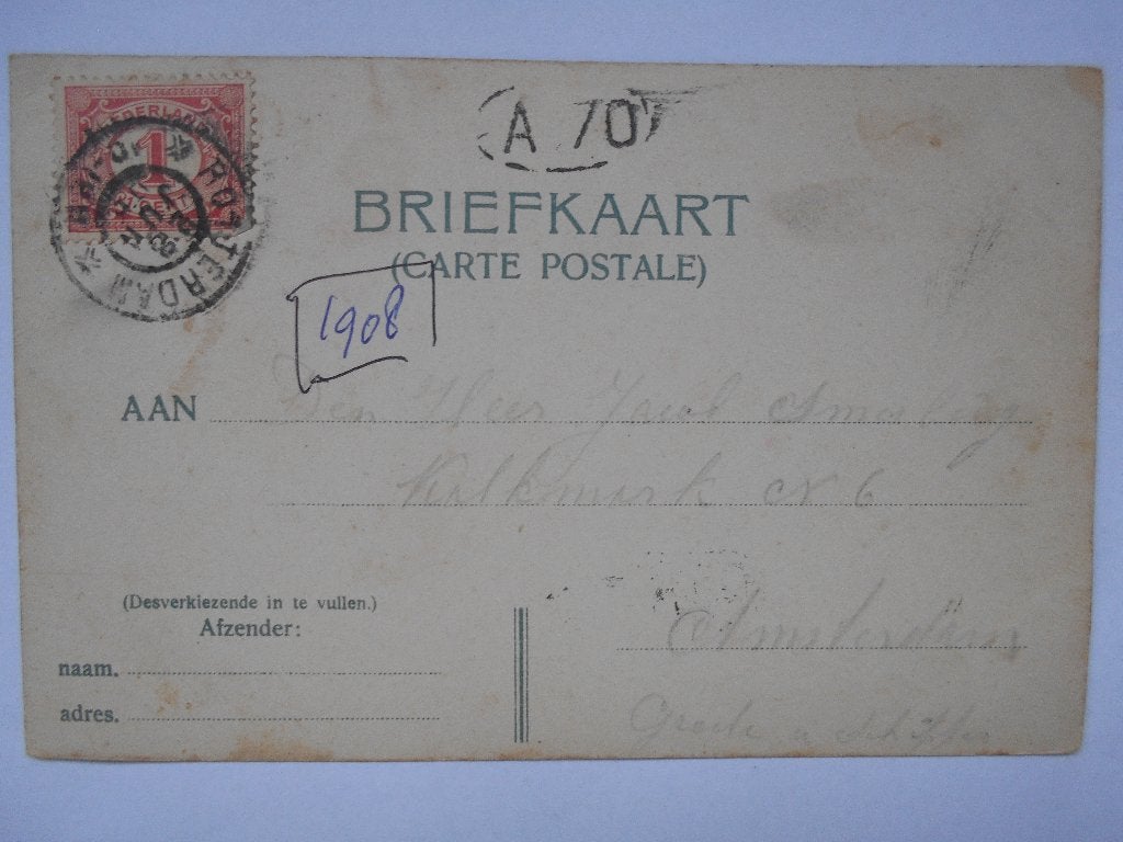 Rotterdam Leuvehaven 1908 met veel scheepvaart en driemaster, Ophalen of Verzenden, Voor 1920, Gelopen, Zuid-Holland
